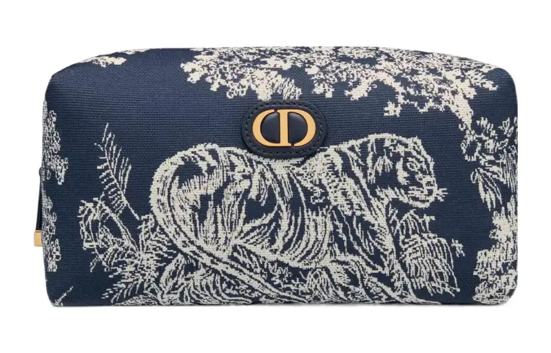 DIOR 30 Montaigne Jacquard Fabric Toiletry Bag Clutch Regular Women's Blue