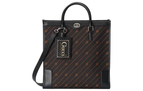 GUCCI Canvas With Leather Canvas Bag, Shoulder Bag, Crossbody Bag, Handbag Regular Men's Orange/Black