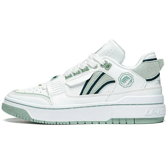 LiNing Badfive Slip Resistant Cushioning Low Top Skateboard Shoes Men's Beige Green