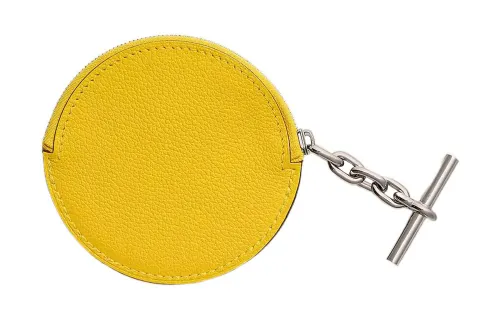 HERMES Evercolor Calfskin Coin Purse Women's 9O Jaune De Naples Yellow