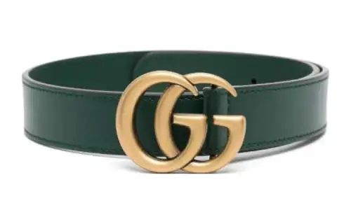 GUCCI GG Marmont Cow Leather Belts Women's Green Width 2.5cm