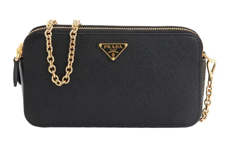 PRADA Cow Leather Chain Bag, Handheld Crossbody Bag, Shoulder Bag Women's Black