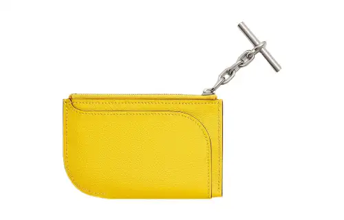 HERMES Strap Evercolor Calfskin Card Holder Women's 9OJaune De Naples Yellow