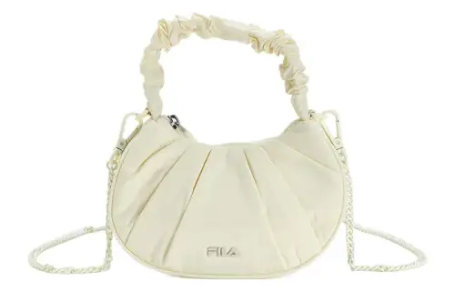 FILA Fila Heritage Fashion Casual Solid Color Zipper Closure Fabric Cloud Bag Handbag Shoulder Bag Crossbody Bag Regular Women's Cheese White