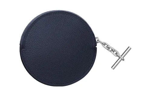 HERMES Strap Evercolor Calfskin Coin Purse Women's 2Z Bleu Nuit Midnight Blue