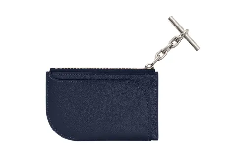 HERMES Strap Evercolor Calfskin Card Holder Women's 2Z Bleu Nuit Midnight Blue
