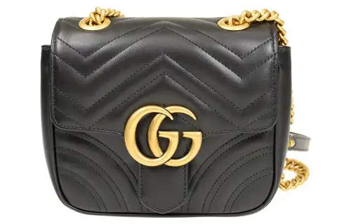GUCCI Marmont Leather Crossbody Bag, Shoulder Bag Women's Black