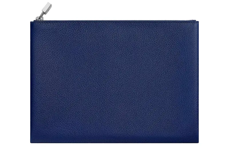 HERMES Evercolor Calfskin Clutch Women's Sapphire Blue