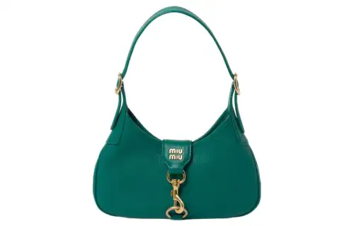 MIU MIU Hobo Leather Arc Shoulder Bag Handbag, Shoulder Bag Women's Green
