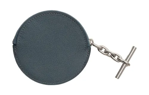 HERMES Evercolor Calfskin Coin Purse Women's Y7 Bleu Orage Hurricane Blue