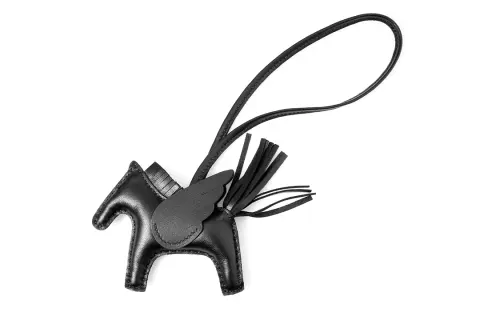 HERMES Rodeo Pegase Leather Charms Unisex Black
