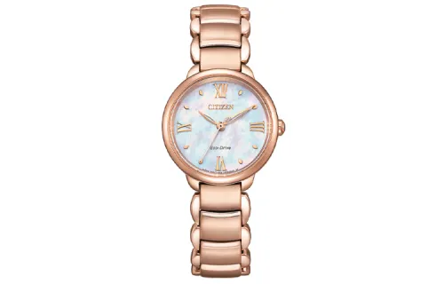 CITIZEN Citizen Eco-Drive Series 50 Meter Waterproof Solar Quartz Movement Stainless Steel Strap Japanese and Korean Watch 28mm Women's Watch Colorful Dial EM0928-84D