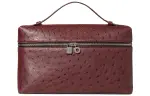 Loro Piana ExtraPocket Ostrich Leather Makeup Bag Small Square Bag Handbag, Shoulder Bag Women's Burgundy