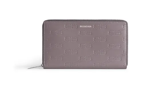 Balenciaga Logo Printed Zip-Around Continental Wallet