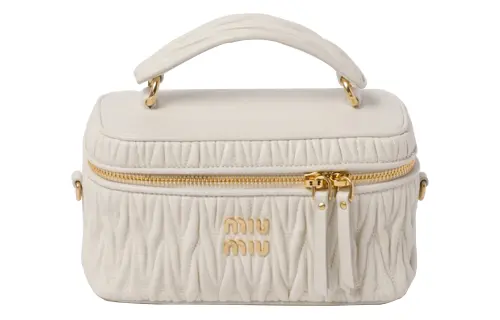 MIU MIU Matelassé Nappa Leather Portable Crossbody Bag, Shoulder Bag Women's White