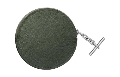 HERMES Strap Barenia Faubourg Calfskin Coin Purse Women's C6 Vert De Gris Gray Green