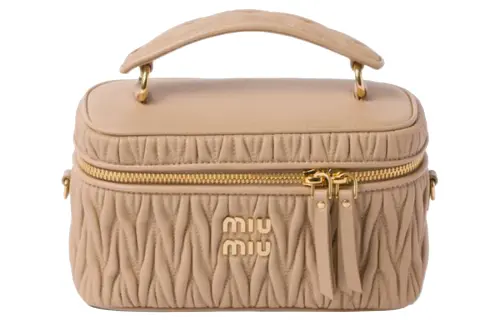 MIU MIU Matelassé Nappa Leather Portable Crossbody Bag, Shoulder Bag Women's Sand Beige Yellow