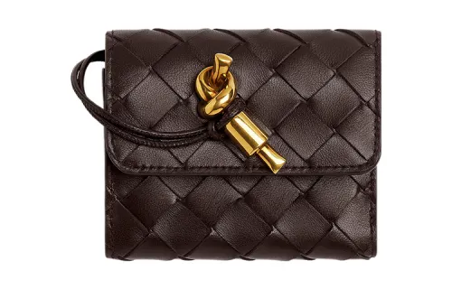 Bottega Veneta Lambskin Wallet Women's Dark Brown