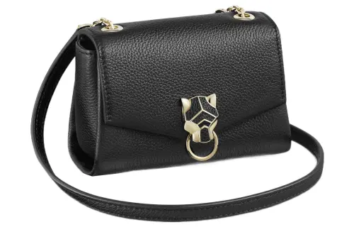 CARTIER Cow Leather Shoulder Bag, Crossbody Bag Extra Mini Women's Black