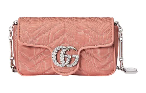 GUCCI Cloud Pattern Fabric With Leather Trim Shoulder Bag, Fanny Pack Regular Women's Pink