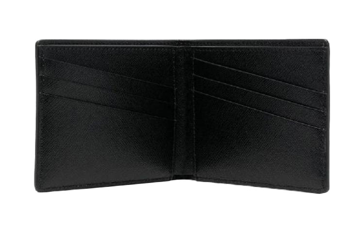 Мужской кошелек OFF-WHITE Leather Wallet (черно-белый) — фото 4