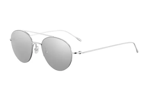 CARTIER 18K White Gold Aviator Sunglasses Unisex Silver