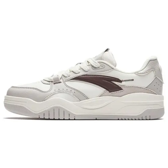 ANTA Skateboard Shoes Women's Low-Top Ivory White/Light Gray