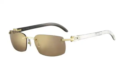 CARTIER Ox Horn Irregular Shape Sunglasses Unisex Gold