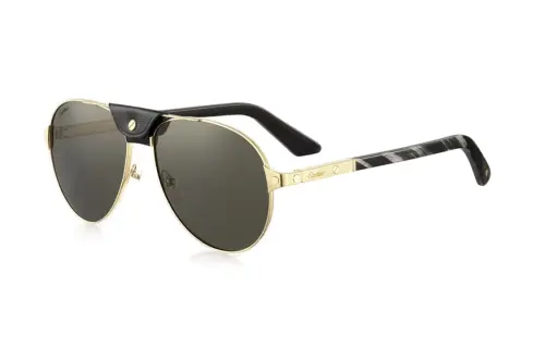 CARTIER Metal Irregular Shape Sunglasses Unisex Black/White