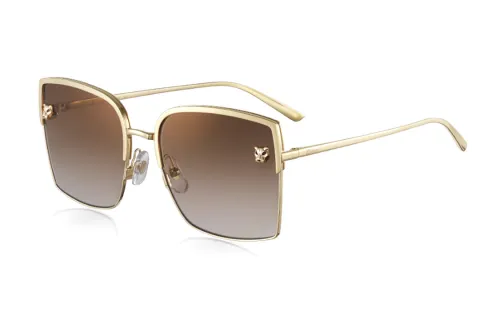 CARTIER Metal Irregular Shape Sunglasses Women's Gold