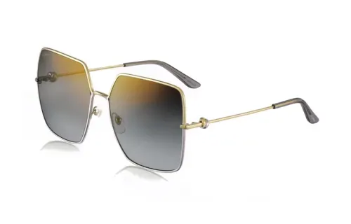 CARTIER Metal Irregular Shape Sunglasses Unisex Gold