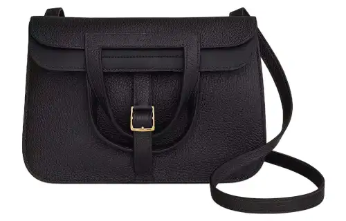 HERMES Halzan Clemence Bullock Leather Horse Hoof Bag, Handbag, Shoulder Bag, Crossbody Bag 25 Women's