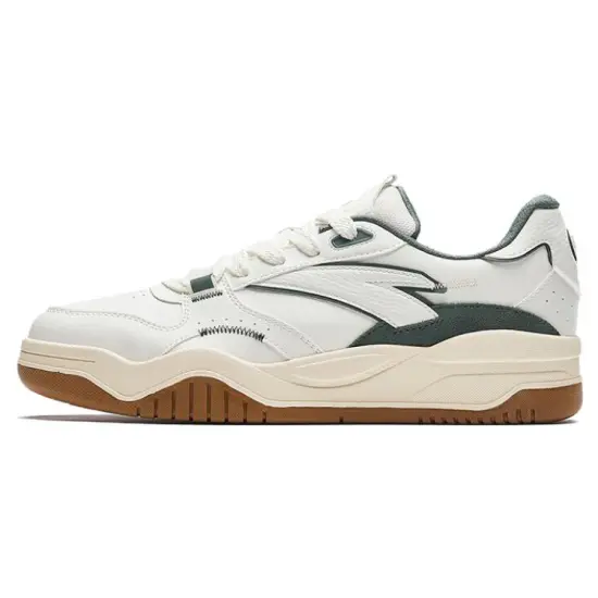 ANTA Skateboard Shoes Men Low-Top Ivory White/Bamboo Asphalt Gray