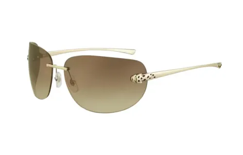 CARTIER Metal Irregular Shape Sunglasses Women's Gold