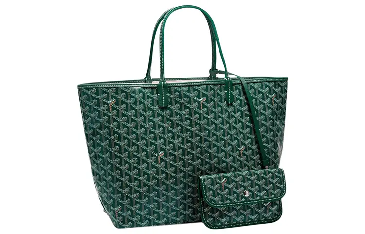 GOYARD Saint Louis Canvas With Calfskin Tote Bag, Shopping Bag, Handbag Small Unisex Green