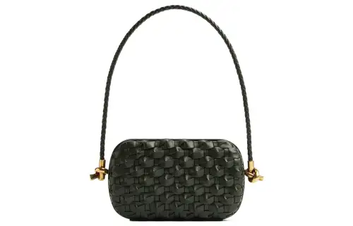 Bottega Veneta Calfskin Shoulder Bag, Evening Bag, Handbag, Shoulder Bag Women's Dark Green