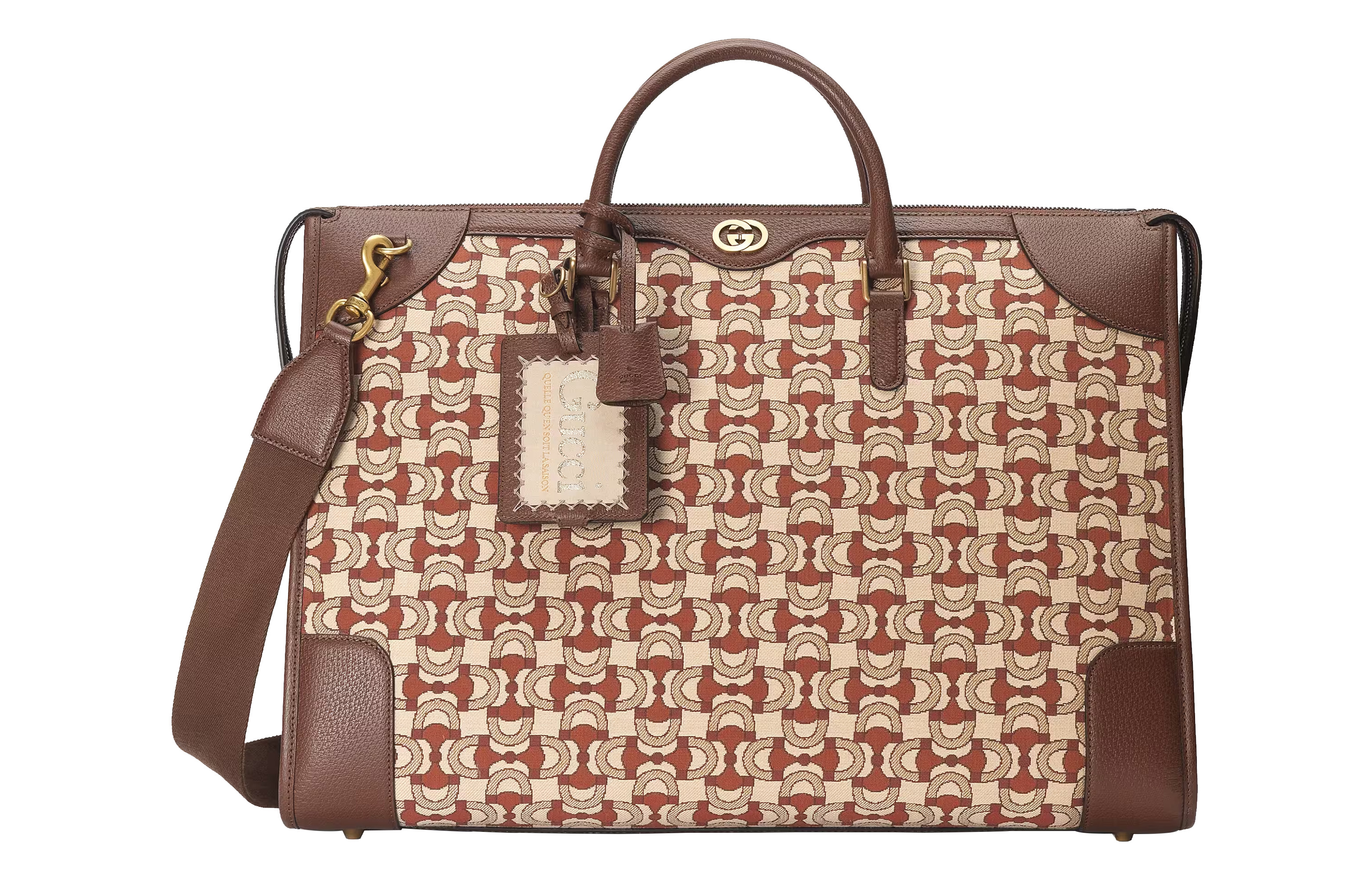 GUCCI Interlocking Jacquard Fabric With Leather Shoulder Bag, Crossbody Bag, Handbag Regular Women's Brown
