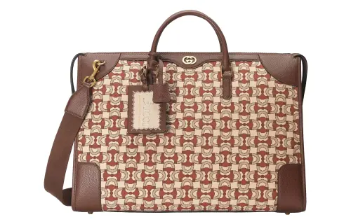 GUCCI Interlocking Jacquard Fabric With Leather Shoulder Bag, Crossbody Bag, Handbag Regular Women's Brown