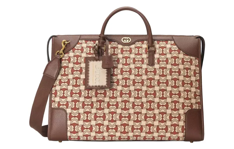 GUCCI Interlocking Jacquard Fabric With Leather Shoulder Bag, Crossbody Bag, Handbag Regular Women's Brown