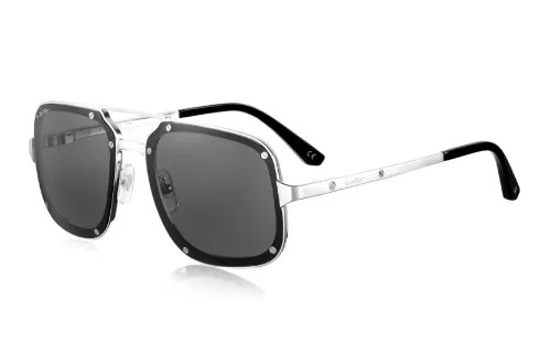 CARTIER Santos De Cartier Aviator Sunglasses Unisex Silver
