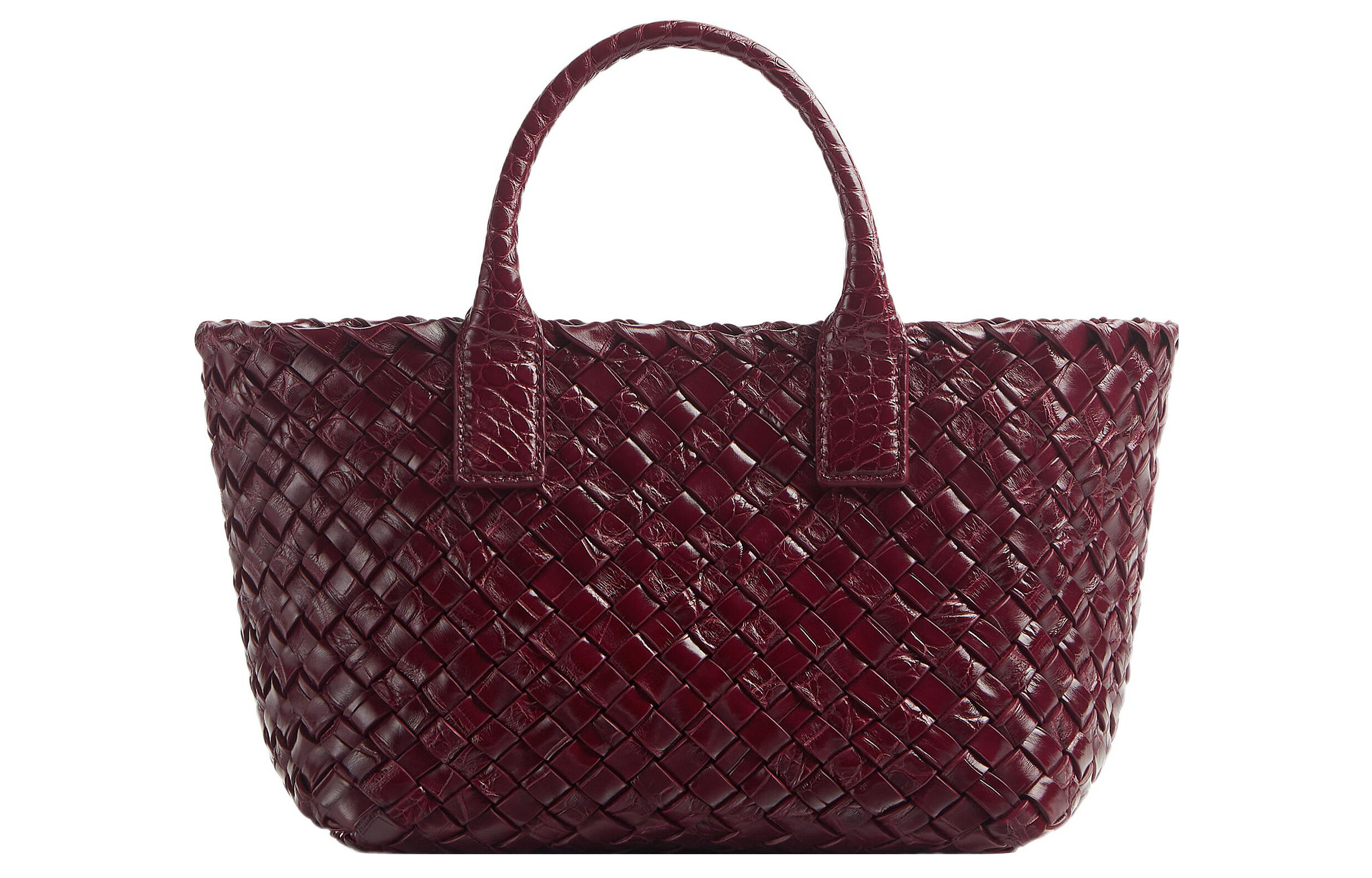 Bottega Veneta Crocodile Leather Shoulder Bag, Crossbody Bag, Handbag Mini Women's Burgundy