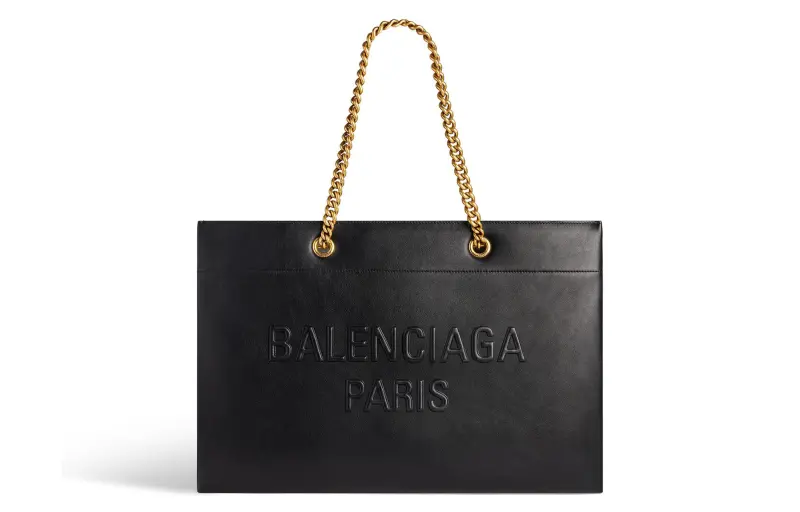 Balenciaga DUTY FREE Cow Leather With Leather Tote Bag, Shopping Bag, Handbag Large Women's Black