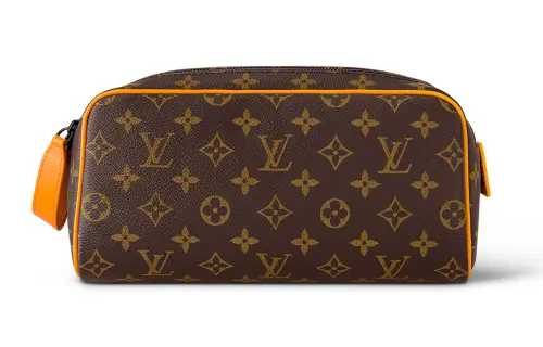 LOUIS VUITTON Dopp Kit Canvas With Leather Toiletry Bag Women's Brown