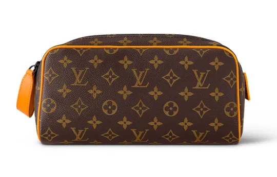 LOUIS VUITTON Dopp Kit Canvas With Leather Toiletry Bag Women's Brown