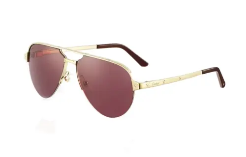 CARTIER Metal Irregular Shape Sunglasses Men's Gold