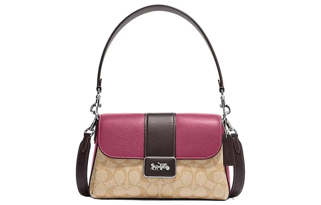 COACH Grace Artificial Leather Shoulder Bag, Handbag, Shoulder Bag Women's Purple & Khaki