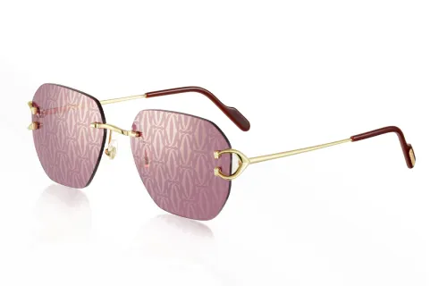 CARTIER Metal Irregular Shape Sunglasses Unisex Gold