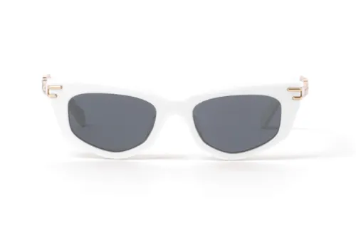 MIU MIU Acetate Irregular Shape Sunglasses Women's White