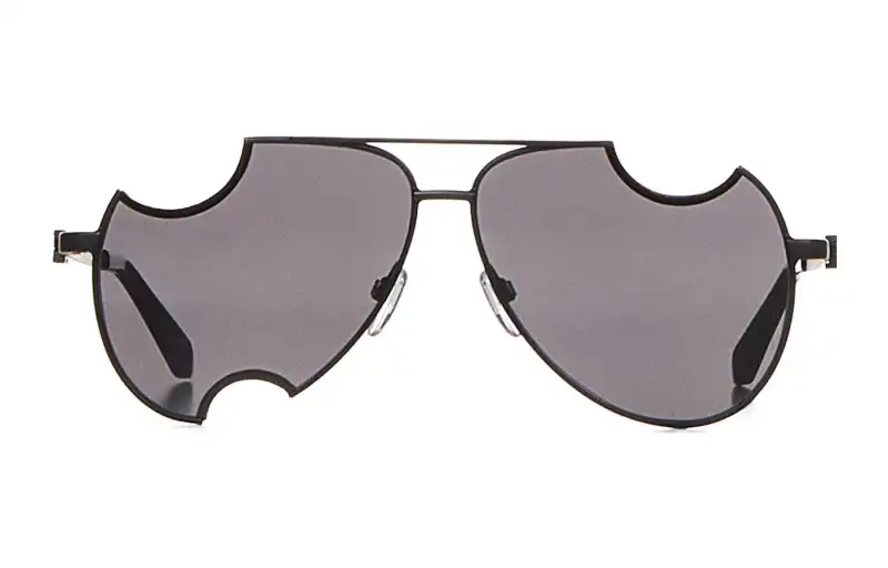 OFF WHITE Metal Irregular Shape Sunglasses Unisex Black