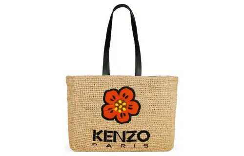 KENZO Straw Woven Shoulder Bag Regular Women's Khaki